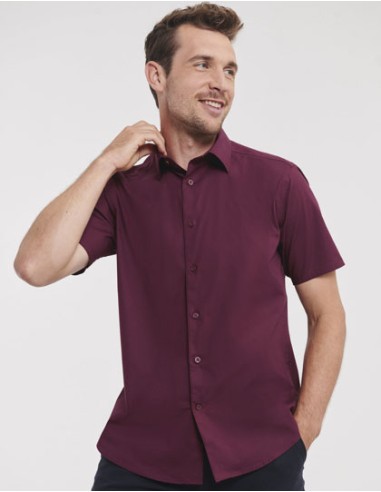 RUS-0R947M0-Men's Short Sleeve Fitted Stretch Shirt